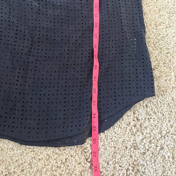 Equipment Femme Navy Blue Silk Perforated Cutout Short Sleeve Blouse XS - Picture 8 of 8